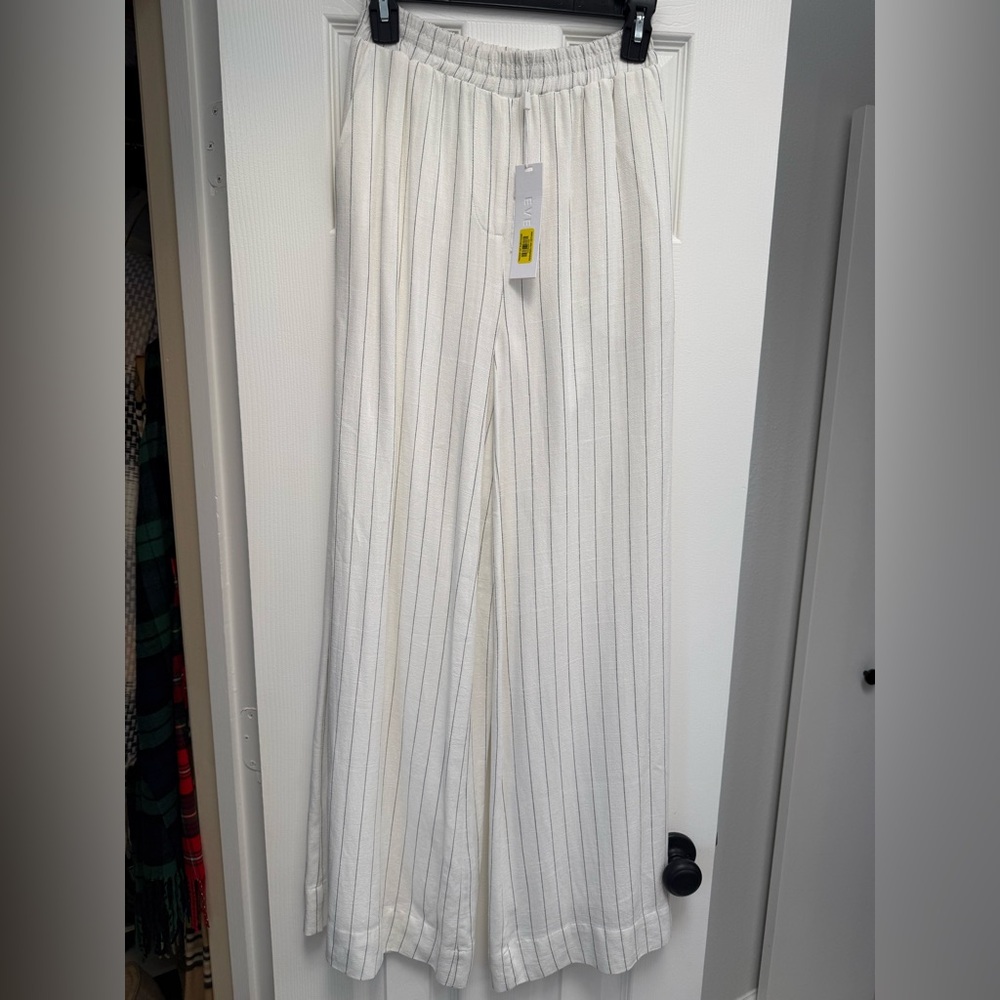 Elegant Ivory Striped Women's Flare Pants